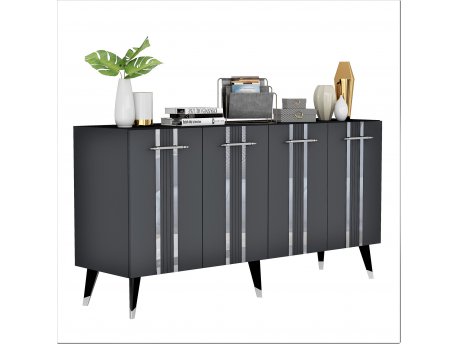 HANAH HOME Komoda Asel Anthracite Silver