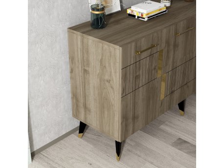 HANAH HOME Komoda Moda Walnut Gold