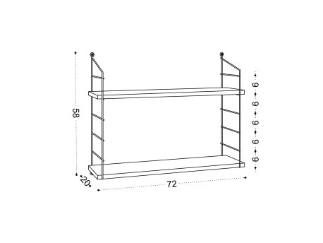 HANAH HOME Zidna polica Armoni 2'li Walnut