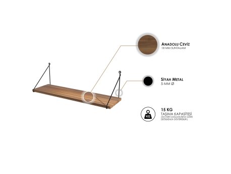 HANAH HOME Zidna polica Armoni Walnut